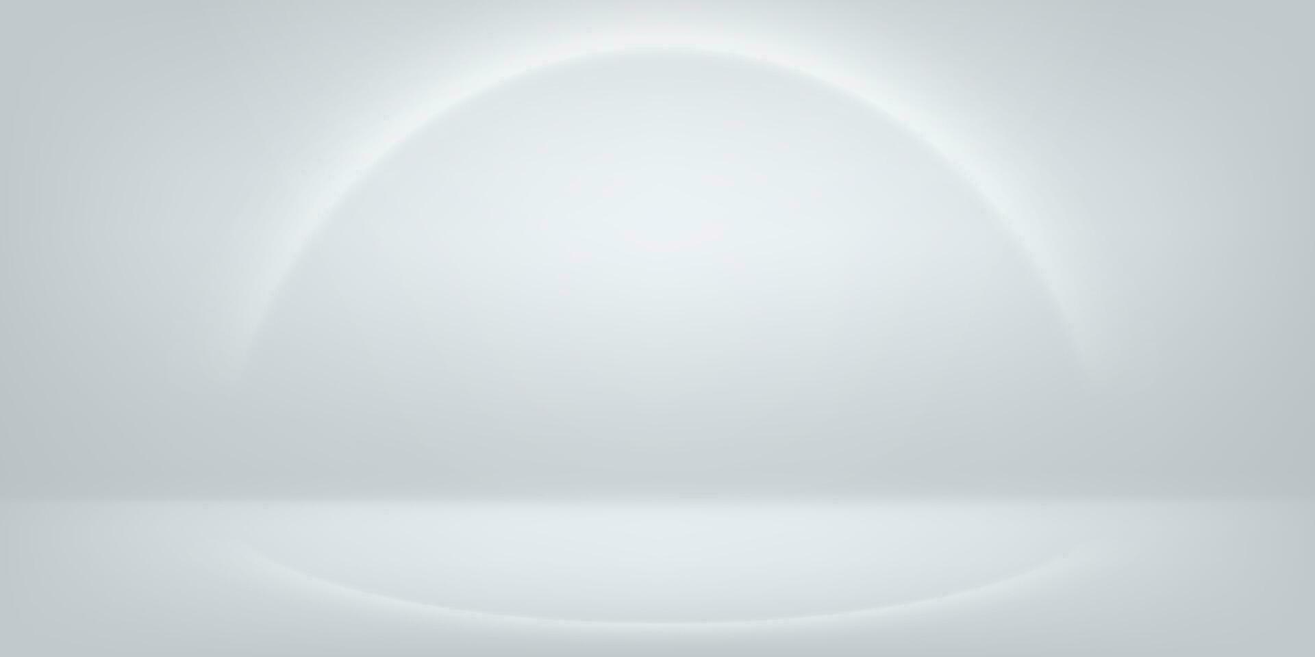 blanco vacío habitación con un semicírculo de brillante neón Encendiendo. vector