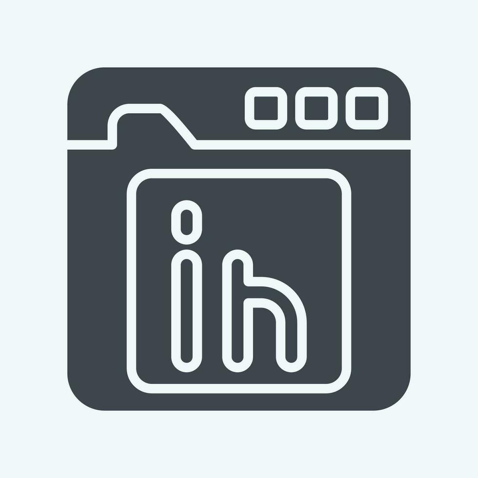 Icon Linkedin. related to Communication symbol. glyph style. simple design editable. simple illustration vector