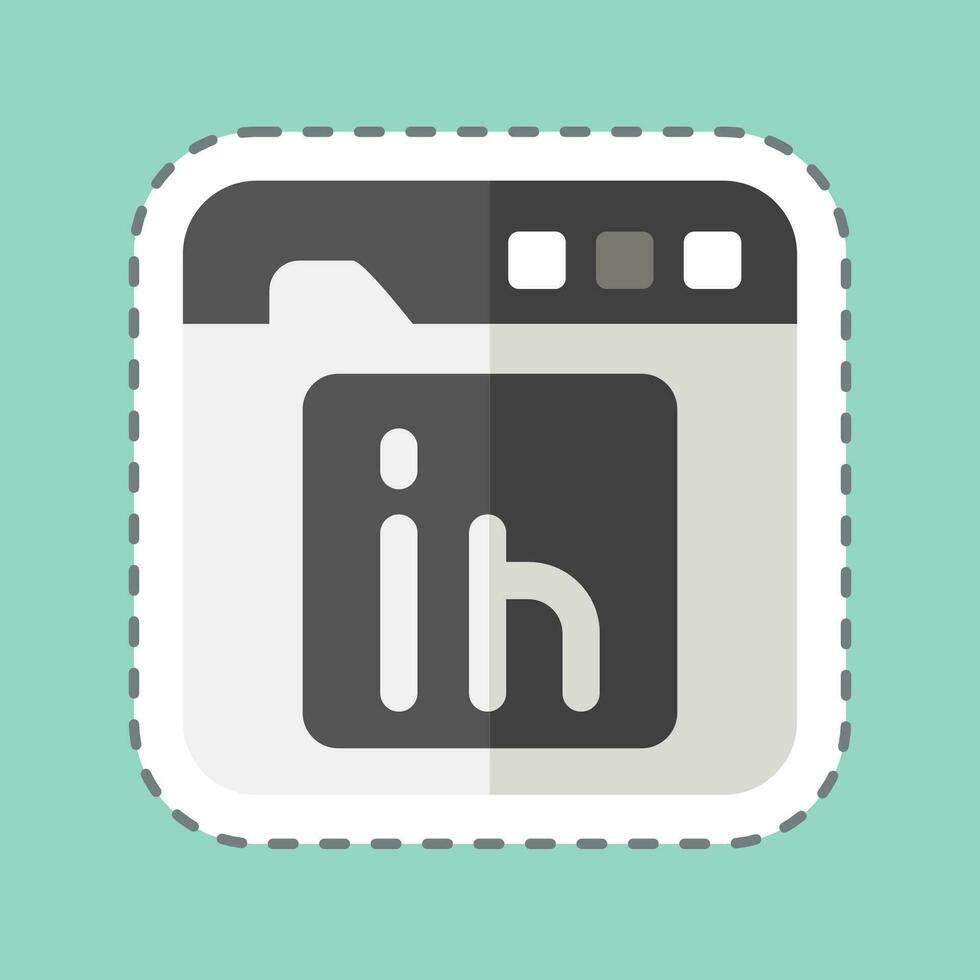 Sticker line cut Linkedin. related to Communication symbol. Communication. simple design editable. simple illustration vector