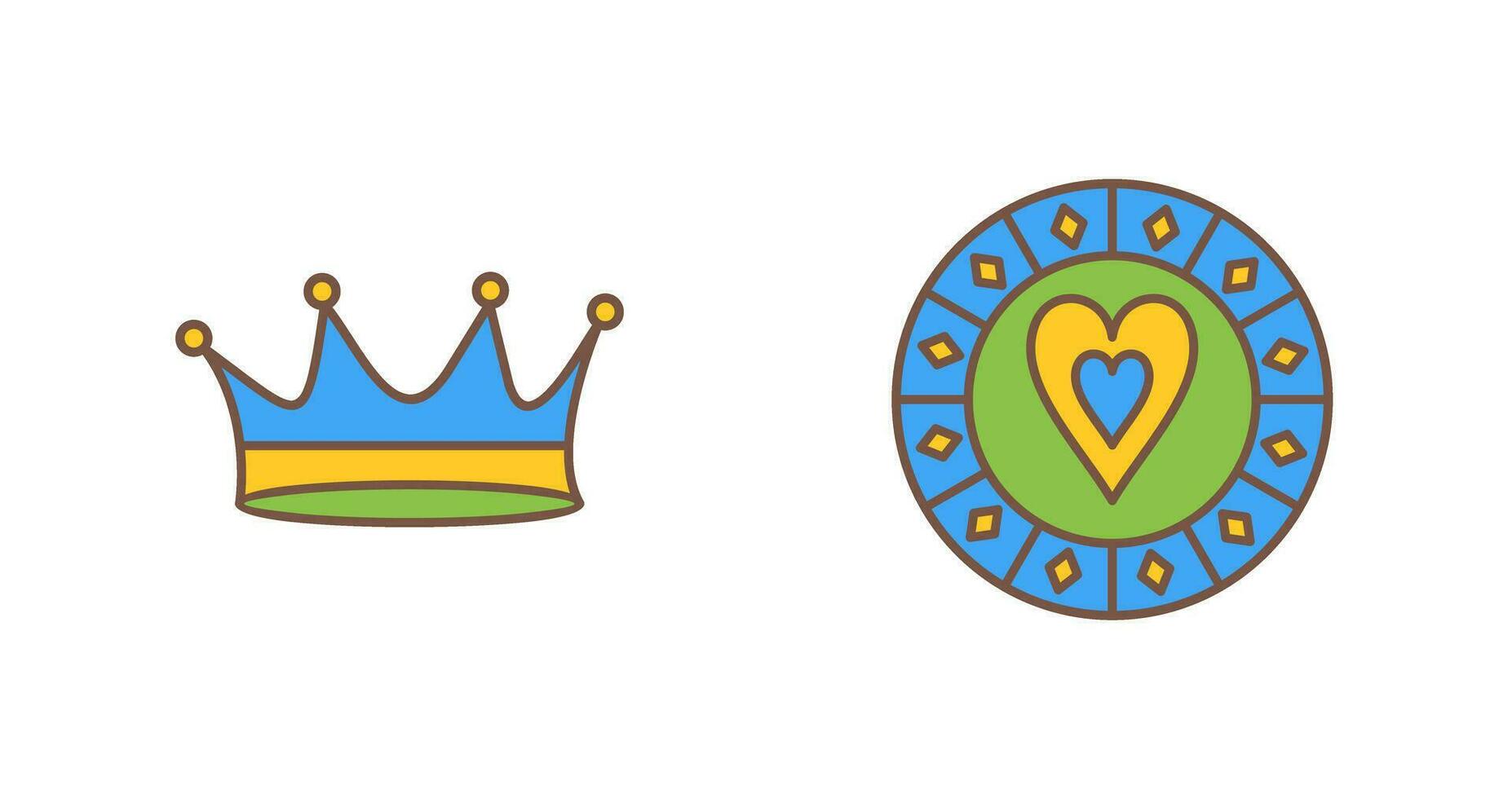 king crown and heart chip Icon vector