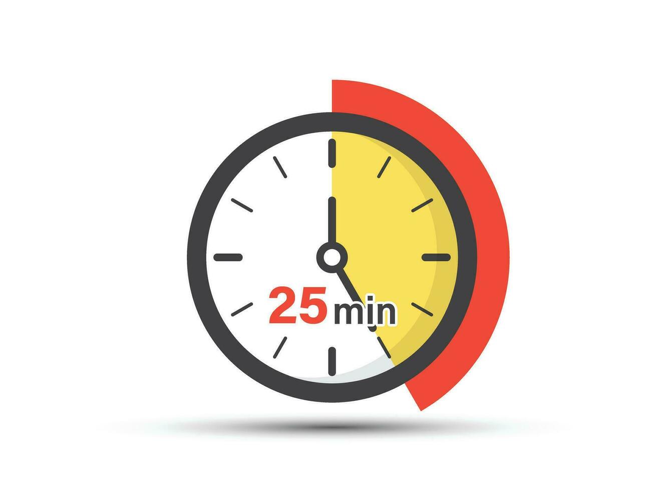 25 minutos en cronógrafo icono en plano estilo. reloj cara Temporizador vector ilustración en aislado antecedentes. cuenta regresiva firmar negocio concepto.