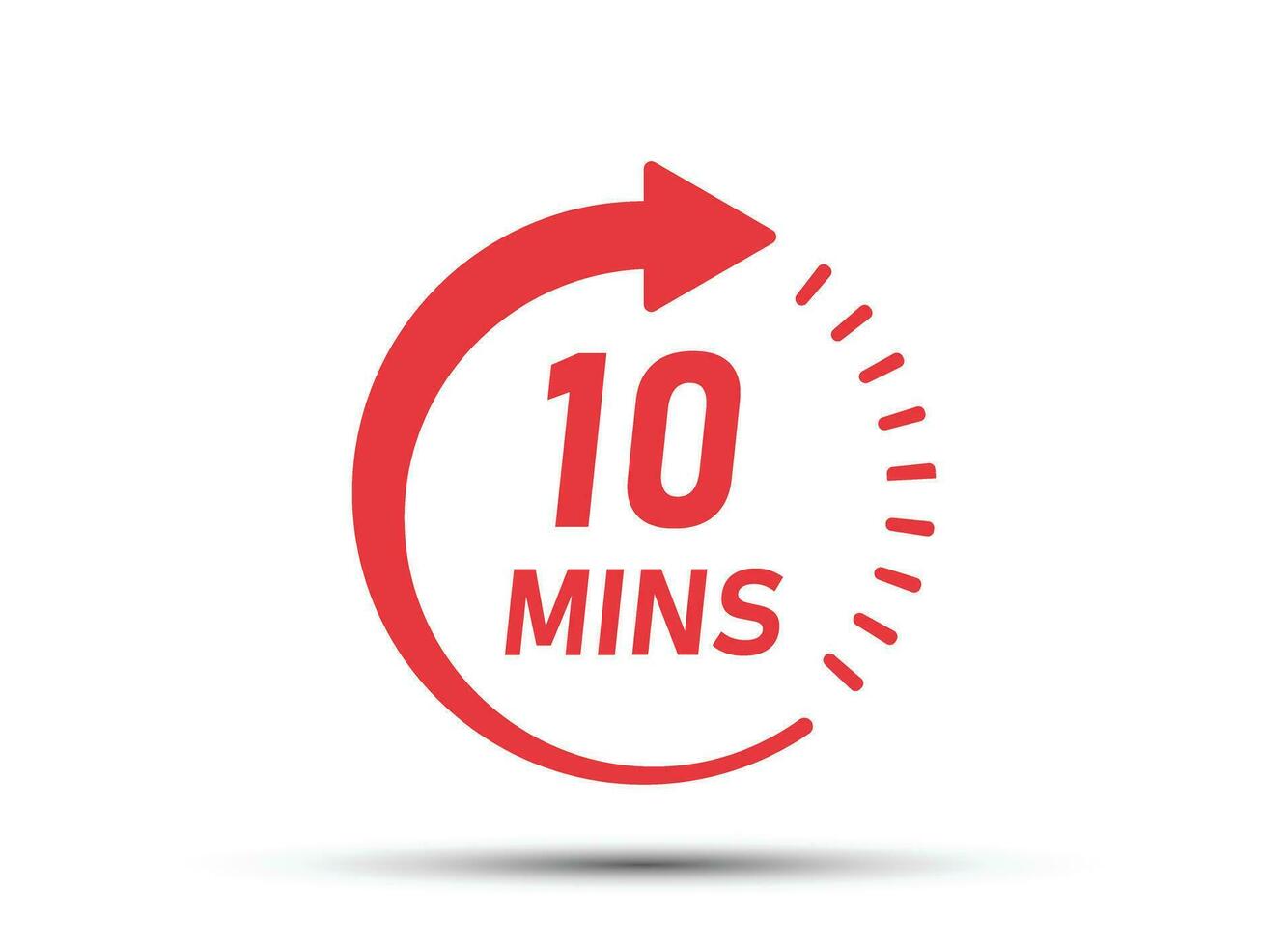 10 minutes on stopwatch icon in flat style. Clock face timer vector illustration on isolated background. Countdown sign business concept.