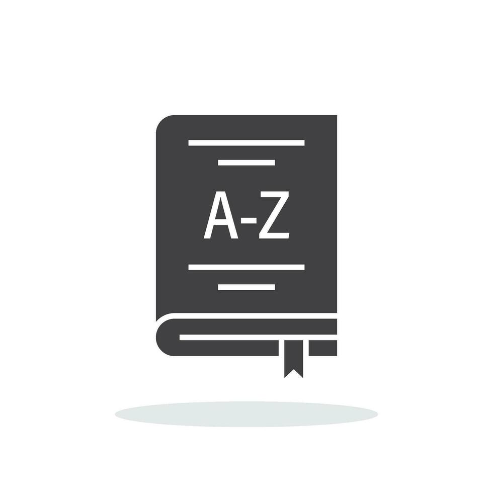 Glossary book icon in flat style. Guidebook encyclopedia vector illustration on isolated background. A-Z notebook sign business concept.