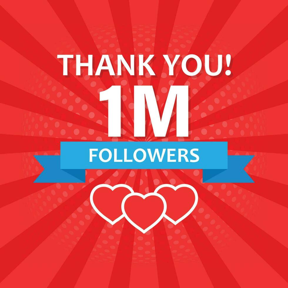 Thank you 1000000 followers icon in flat style. Subscription amount vector illustration on isolated background. 1m follower sign business concept.