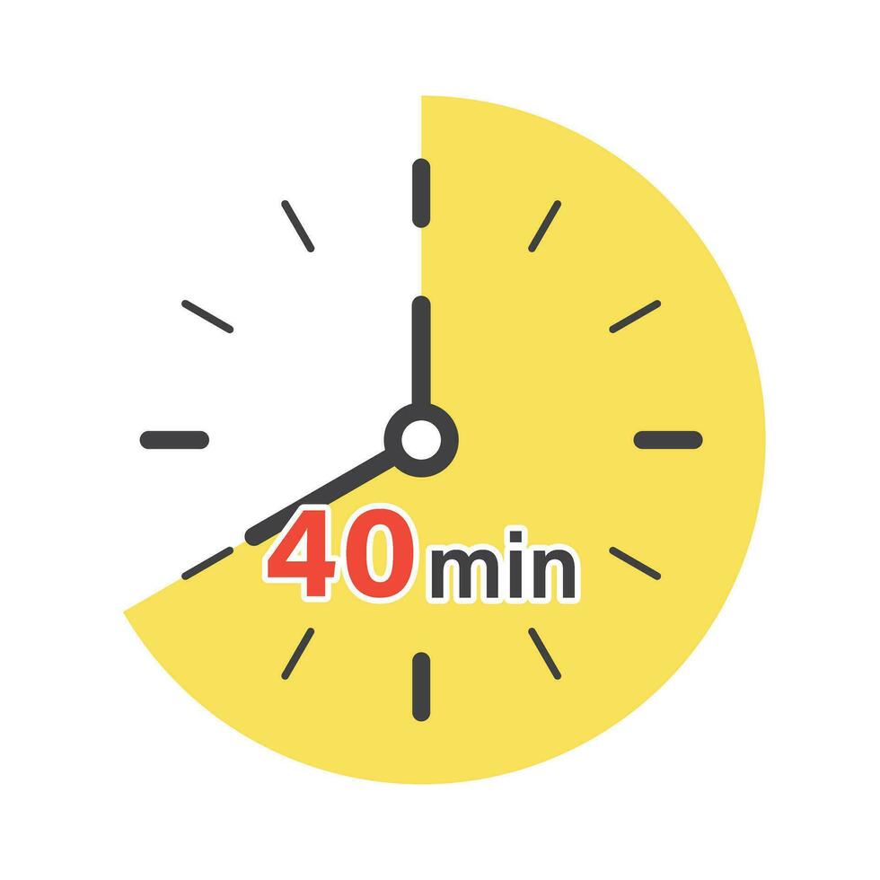 40 minutes on stopwatch icon in flat style. Clock face timer vector illustration on isolated background. Countdown sign business concept.