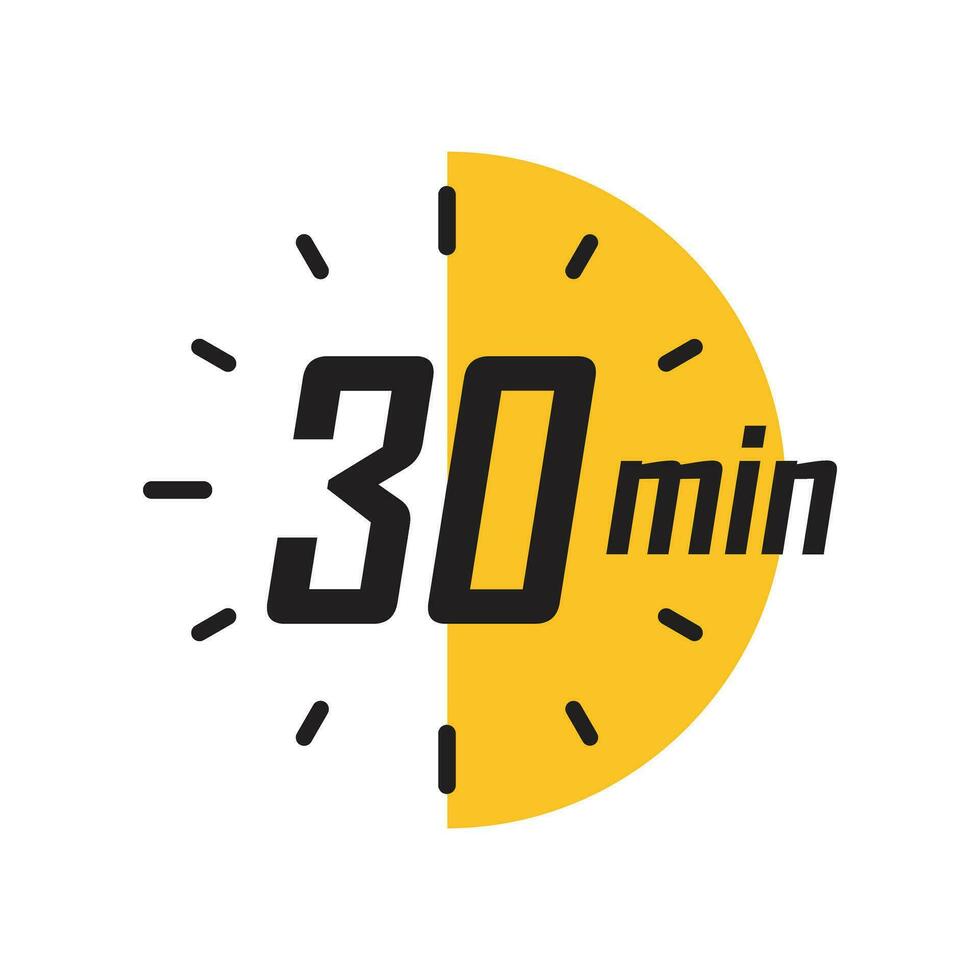 30 minutos en cronógrafo icono en plano estilo. reloj cara Temporizador vector ilustración en aislado antecedentes. cuenta regresiva firmar negocio concepto.