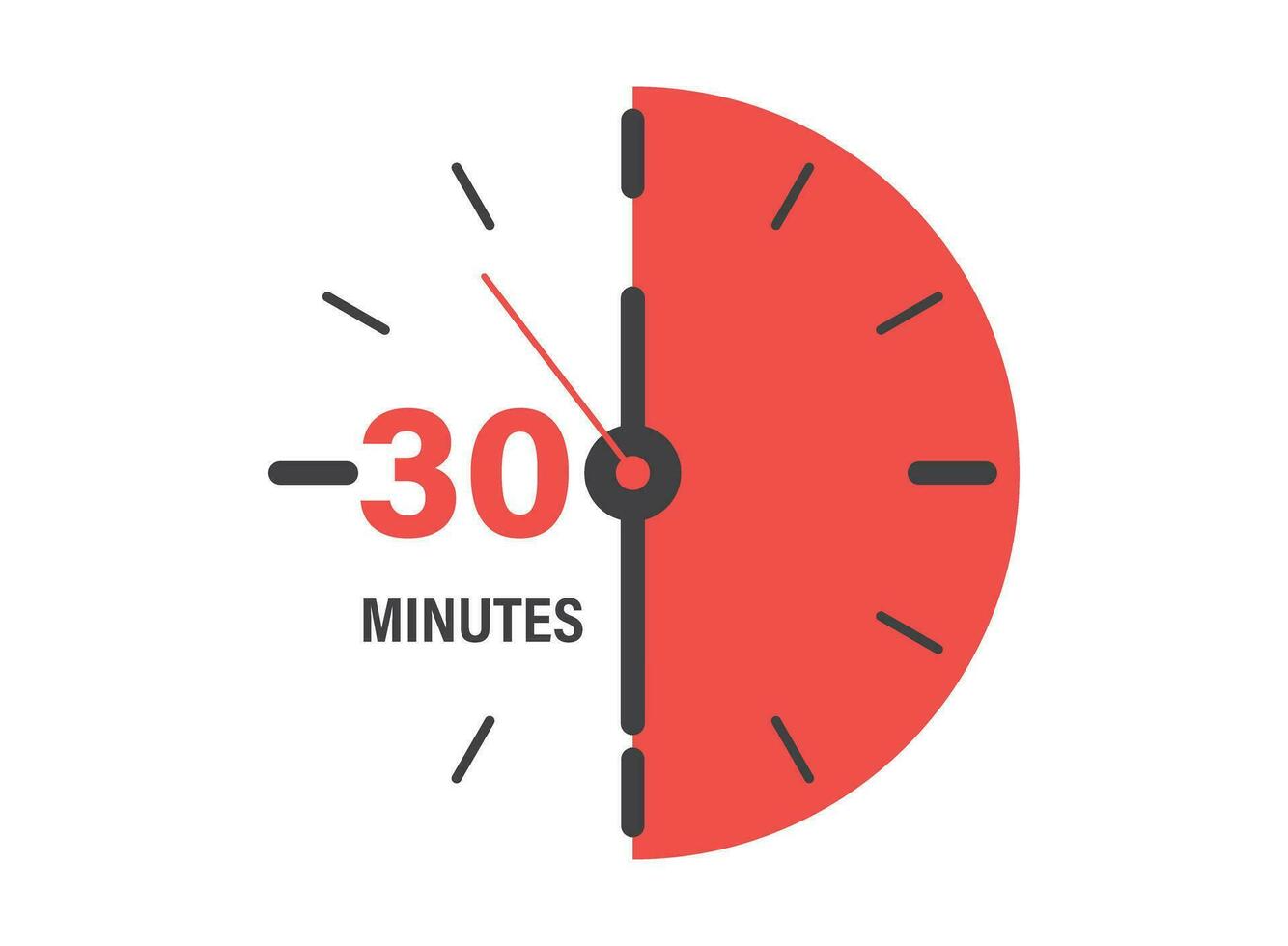 30 minutes on stopwatch icon in flat style. Clock face timer vector illustration on isolated background. Countdown sign business concept.