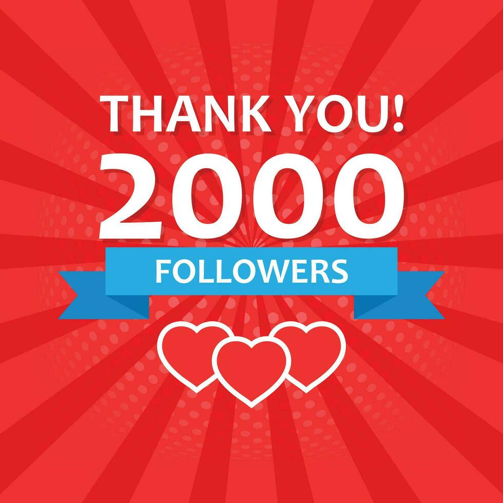 Thank you 2000 followers icon in flat style. Subscription amount vector illustration on isolated background. 2k follower sign business concept.