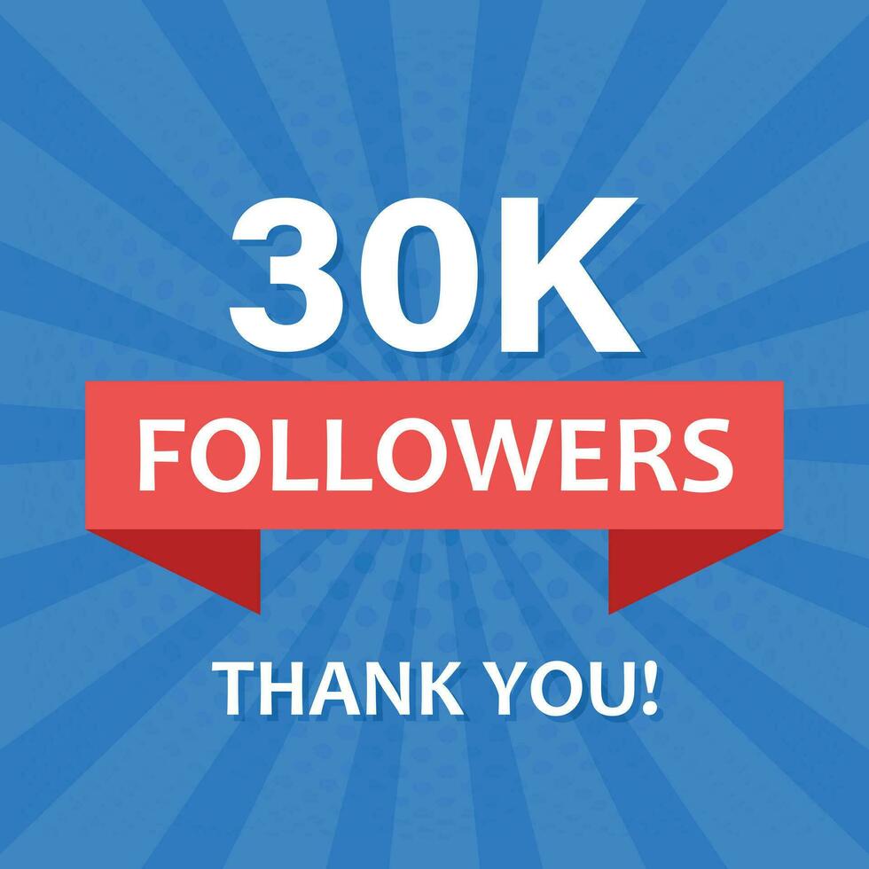 Thank you 30000 followers icon in flat style. Subscription amount vector illustration on isolated background. 30k follower sign business concept.