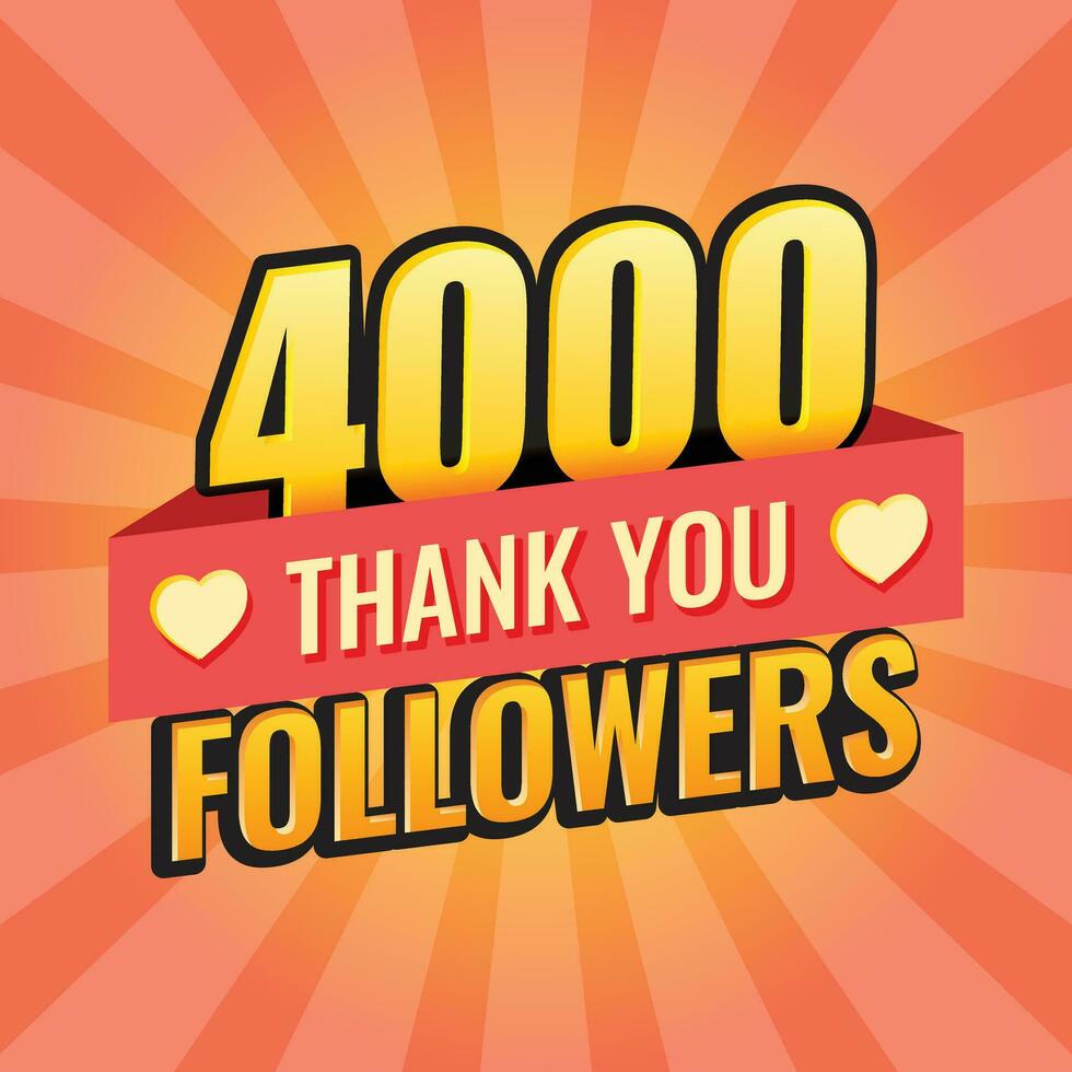 Thank you 4000 followers icon in flat style. Subscription amount vector illustration on isolated background. 4k follower sign business concept.