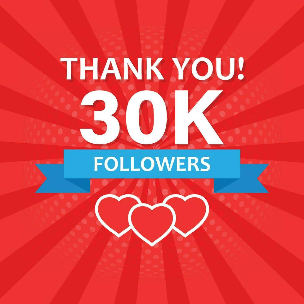 Thank you 30000 followers icon in flat style. Subscription amount vector illustration on isolated background. 30k follower sign business concept.
