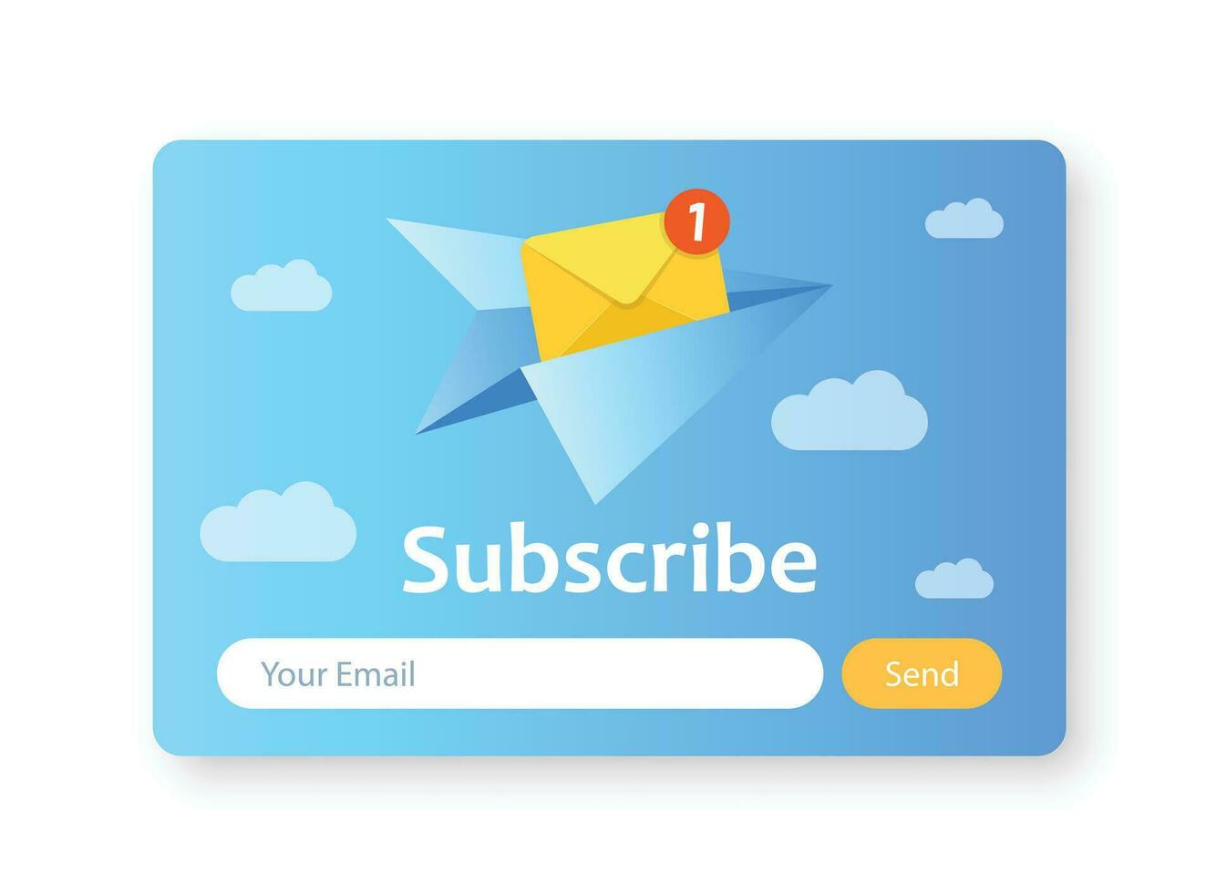 Banner of email marketing icon in flat style. Subscription to newsletter vector illustration on isolated background. Subscribe, submit sign business concept.