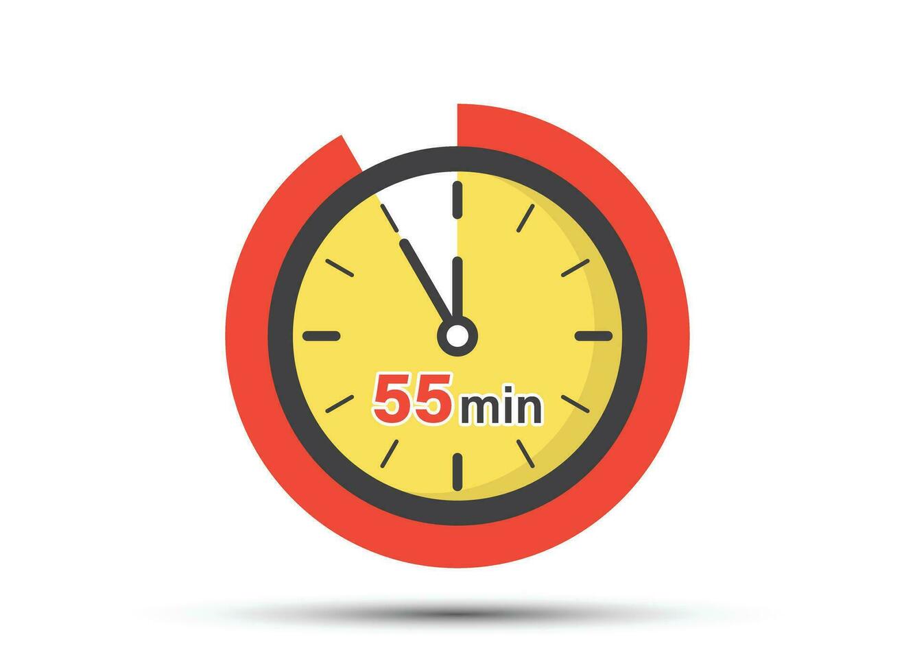 55 minutes on stopwatch icon in flat style. Clock face timer vector illustration on isolated background. Countdown sign business concept.