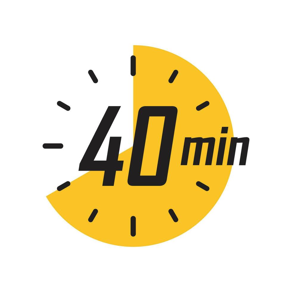 40 minutes on stopwatch icon in flat style. Clock face timer vector illustration on isolated background. Countdown sign business concept.