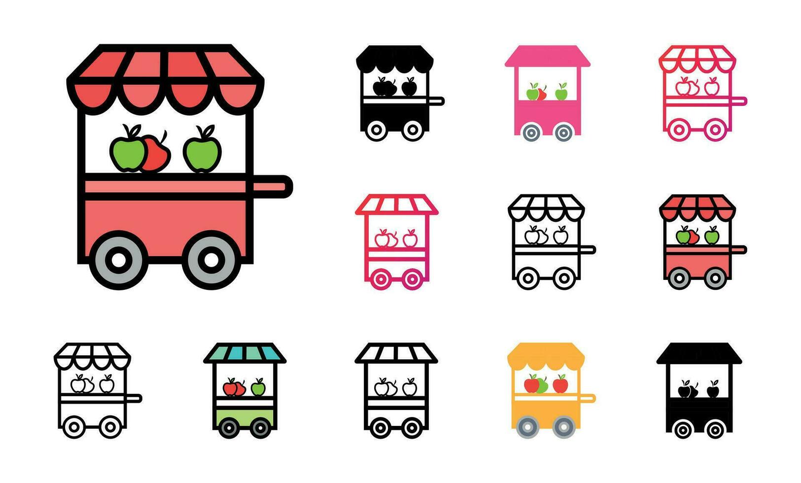 Fruit stand Icon Set Vector Illustration