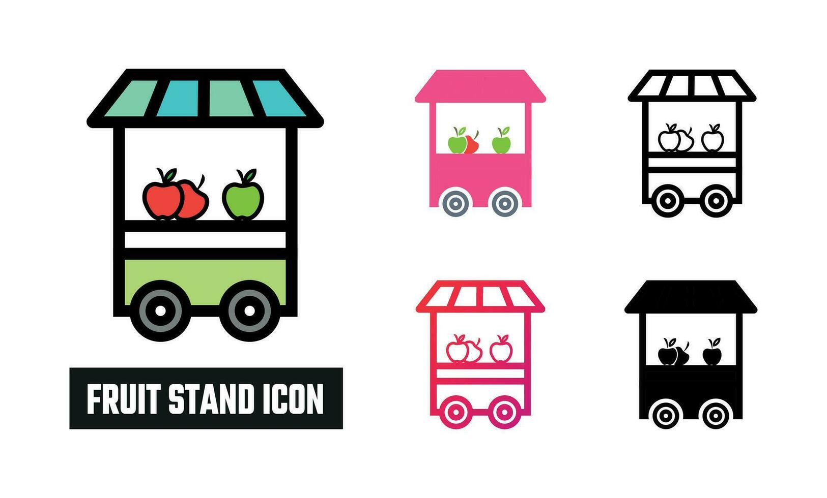 Fruit stand Icon Set Vector Illustration