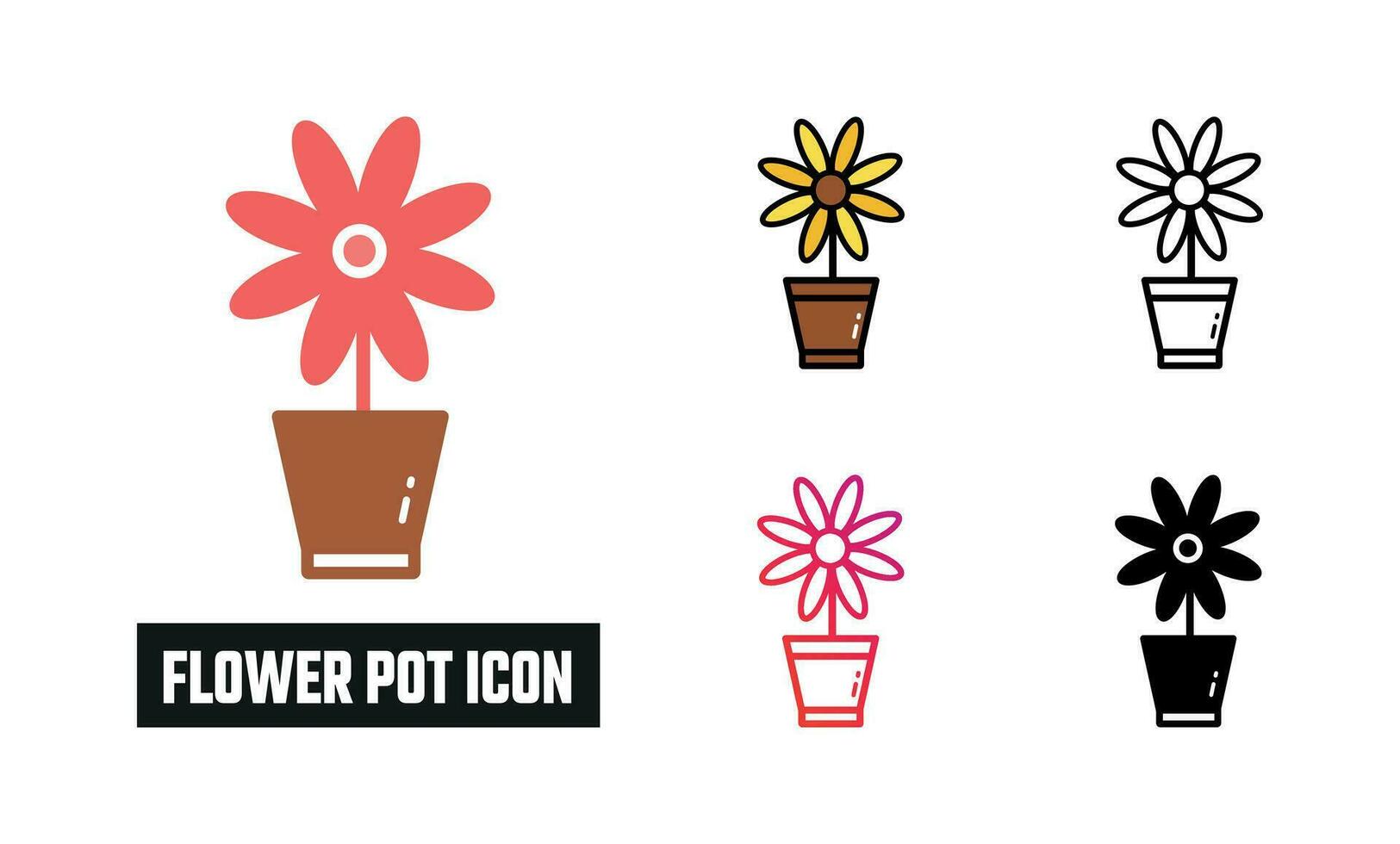 Flower pot Icon Set Vector Illustration