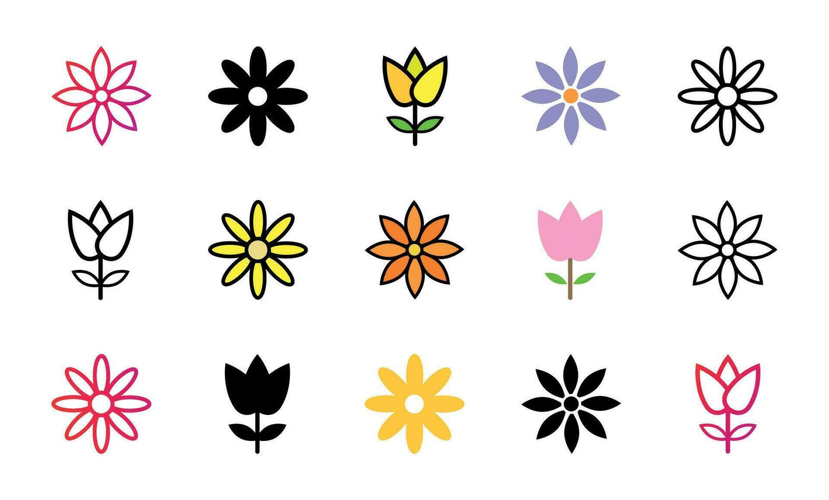 Flower Icon Set Vector Illustration