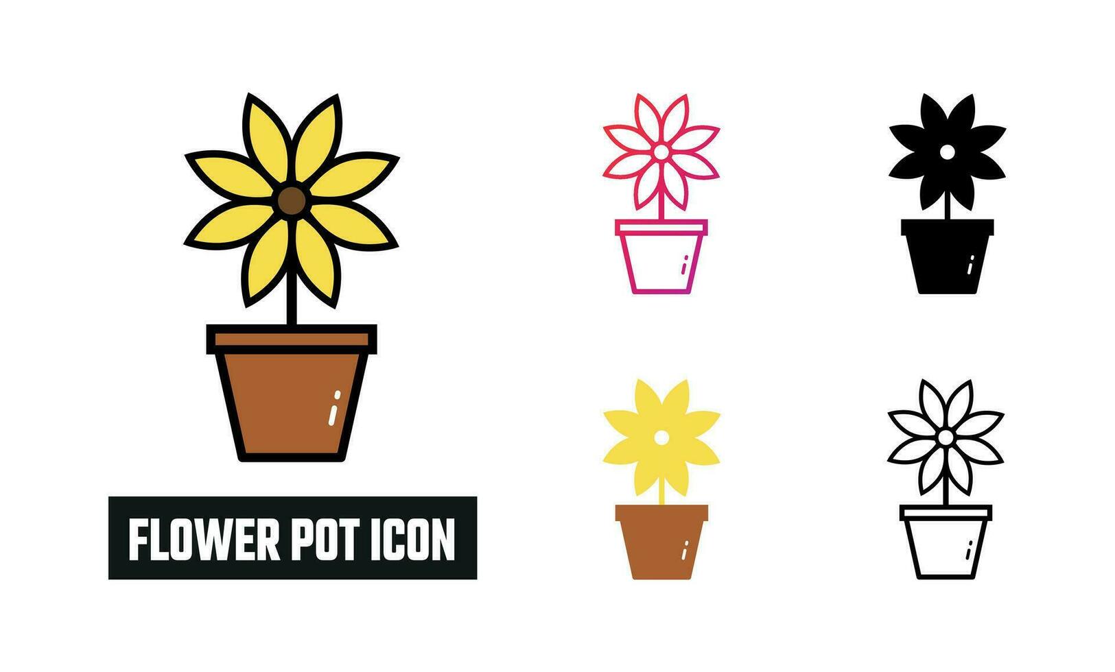 Flower pot Icon Set Vector Illustration