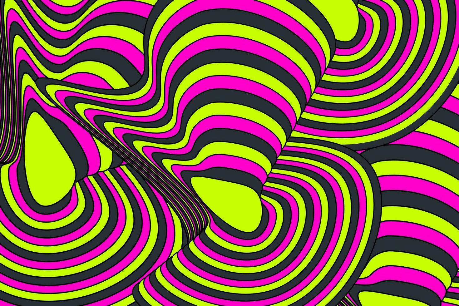 Wavy abstract groovy background. Hippie 70s retro rainbow color. Vector illustration