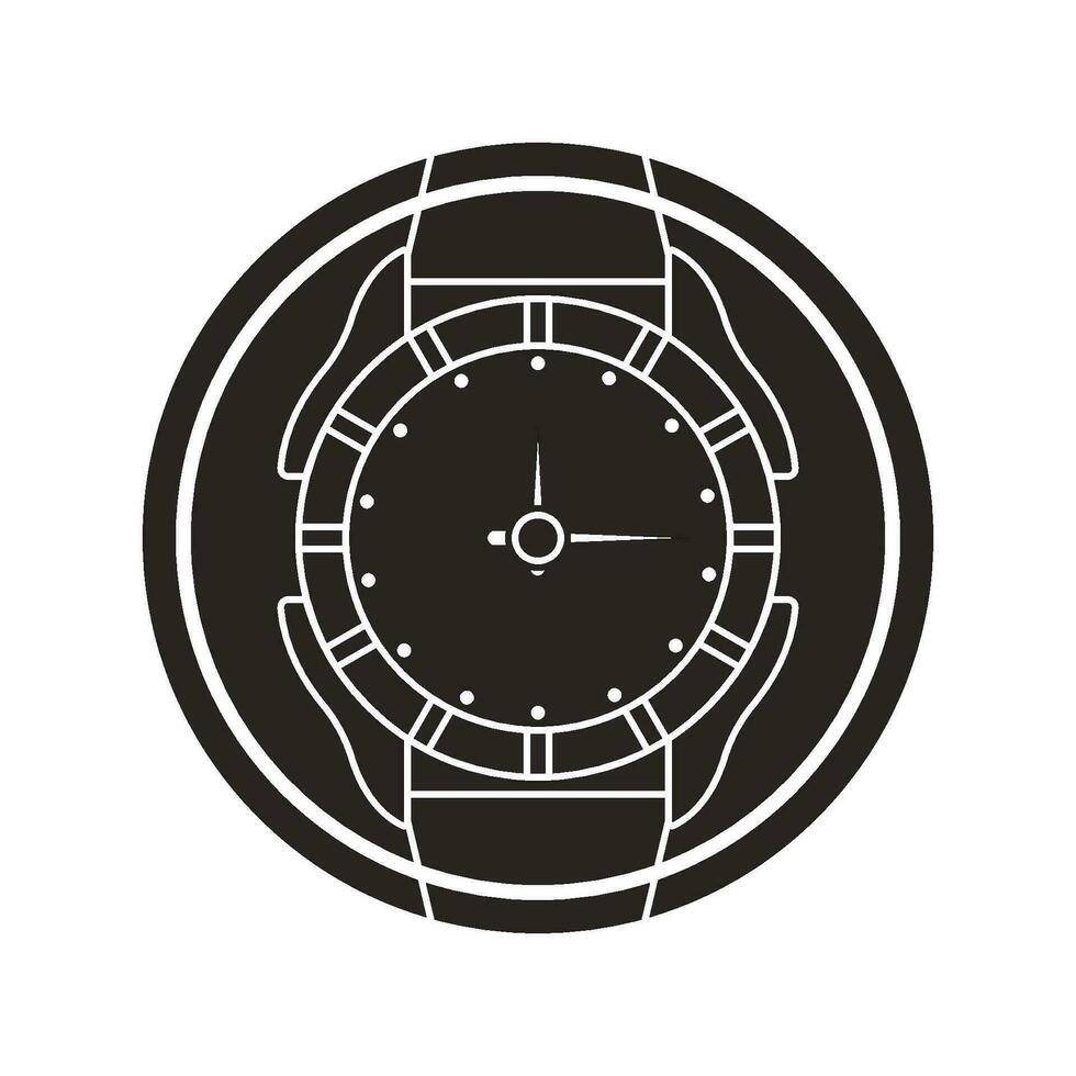 clock icon in black circle vector