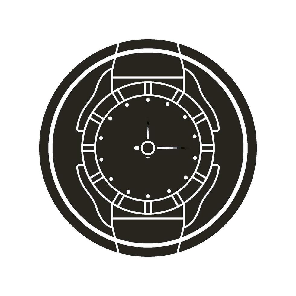 reloj icono en negro circulo vector