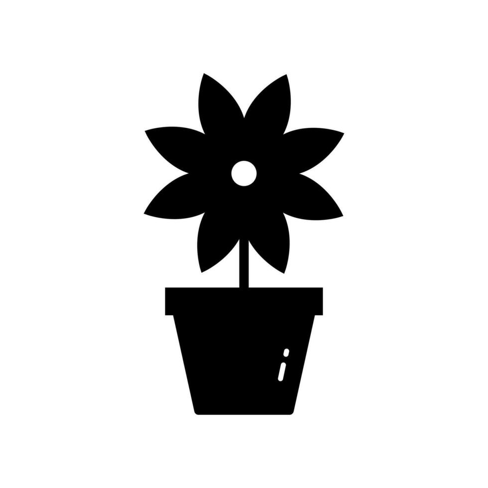 Flower pot Icon. Glyph Style Flower pot Fill Icon Vector Illustration