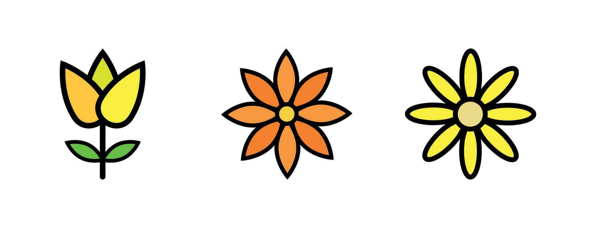 Flowers Icon Vector Illustration. Flowers Lineal Color Icon