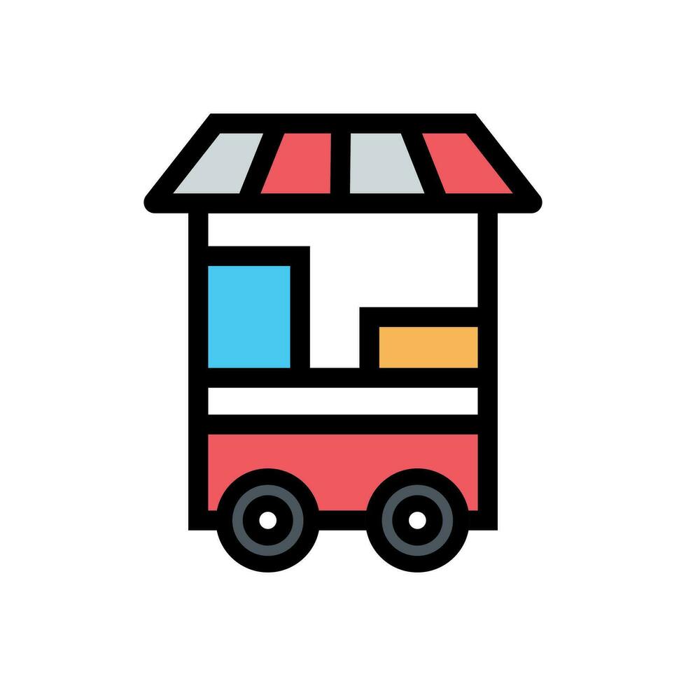 Food Cart Icon Vector Illustration. Food Cart Lineal Color Icon