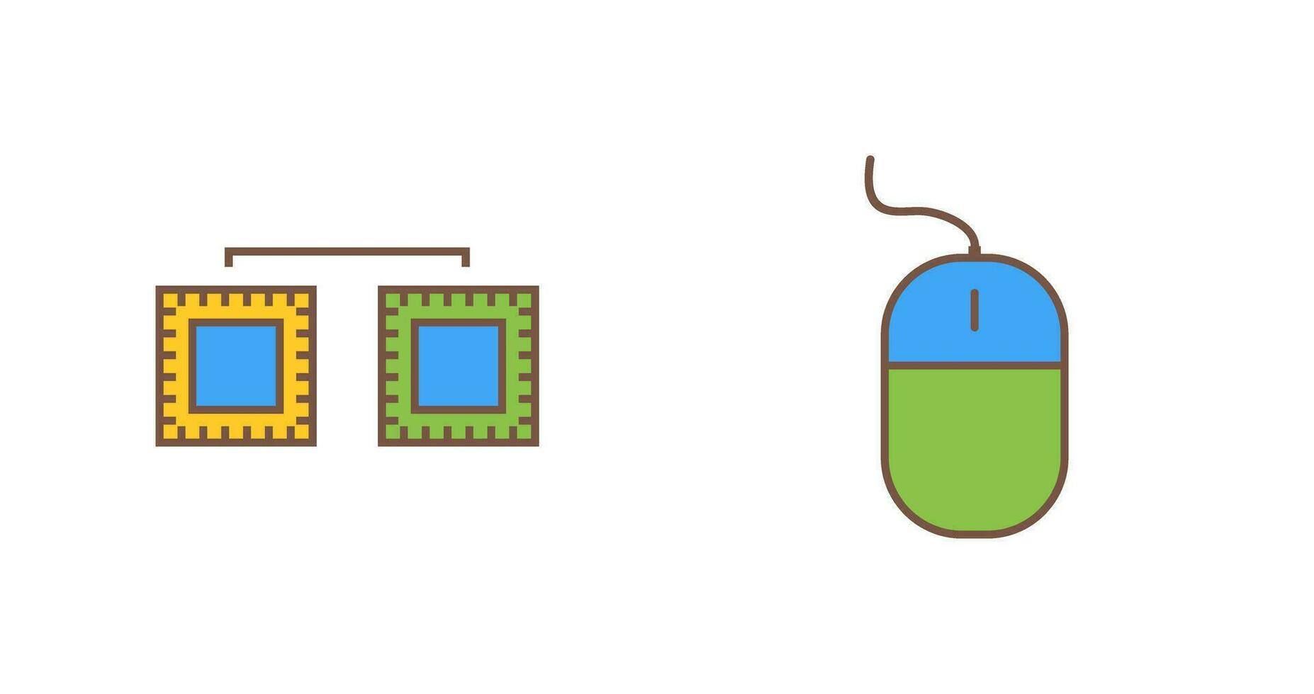 processors connected and mouse Icon vector