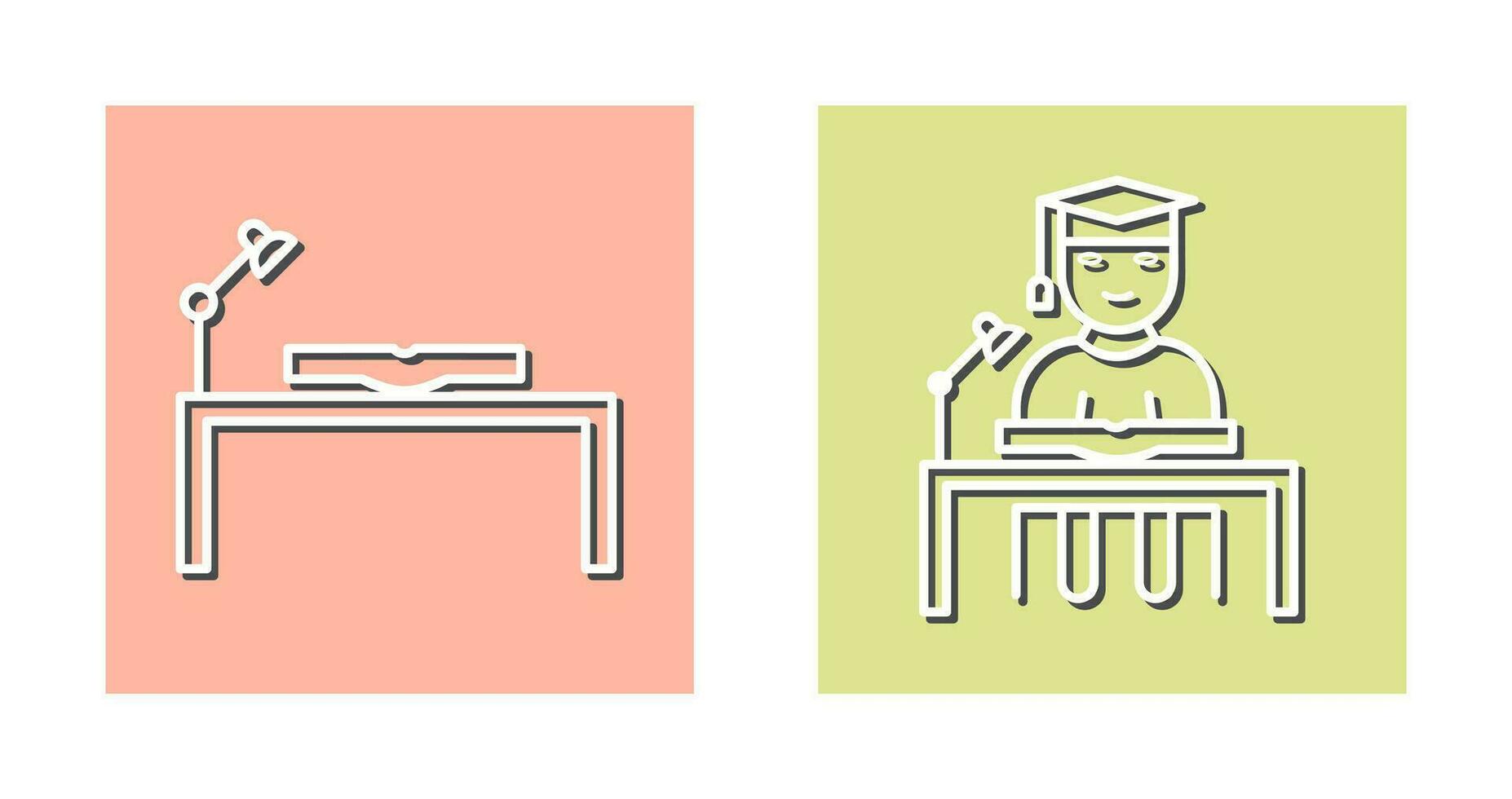 study desk and studying on desk  Icon vector