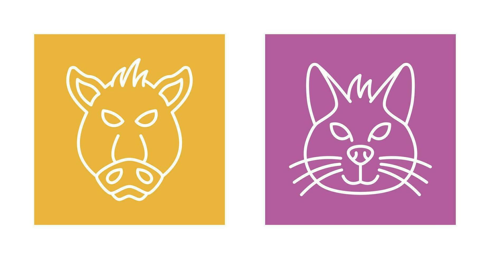 Pig and Cat Icon vector