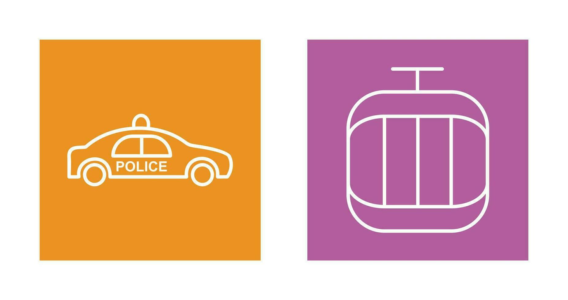 Police Car and Cable Car Icon vector