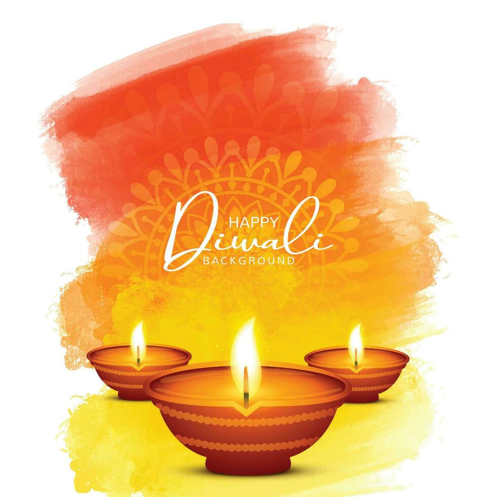 Traditional indian festival diwali with lamps card background vector