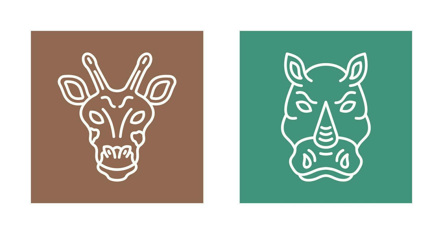 Giraffe and Rhino Icon vector