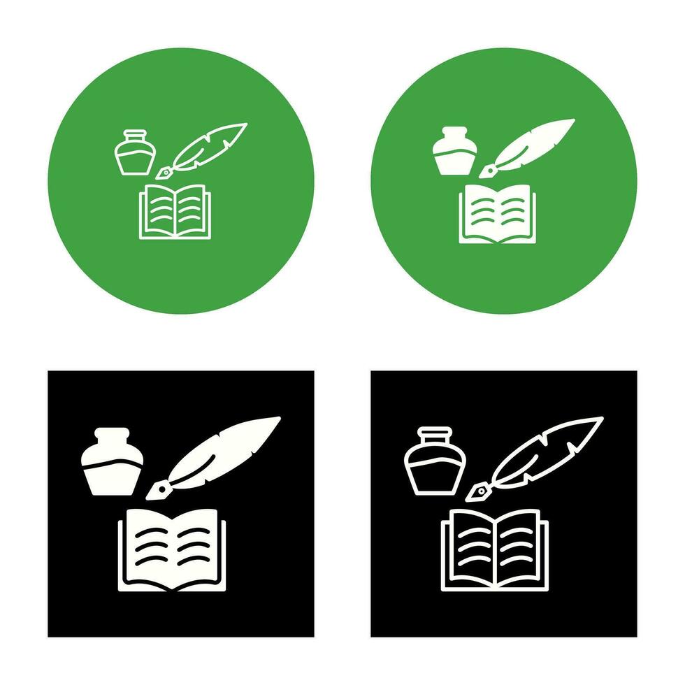 Unique Quill and Book Vector Icon