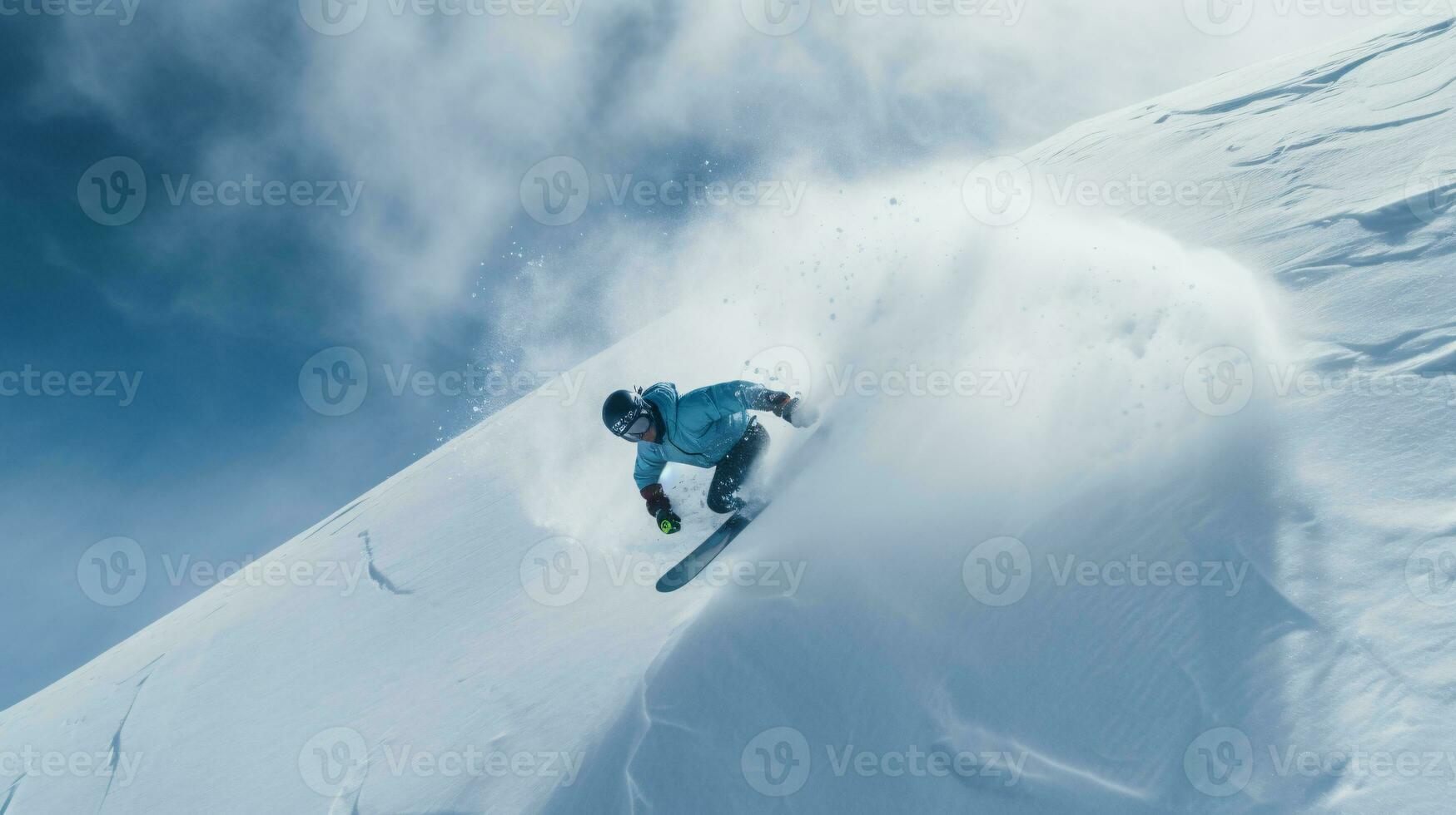 ai generative Winter extreme sports cool shot of snowboard in motion photo