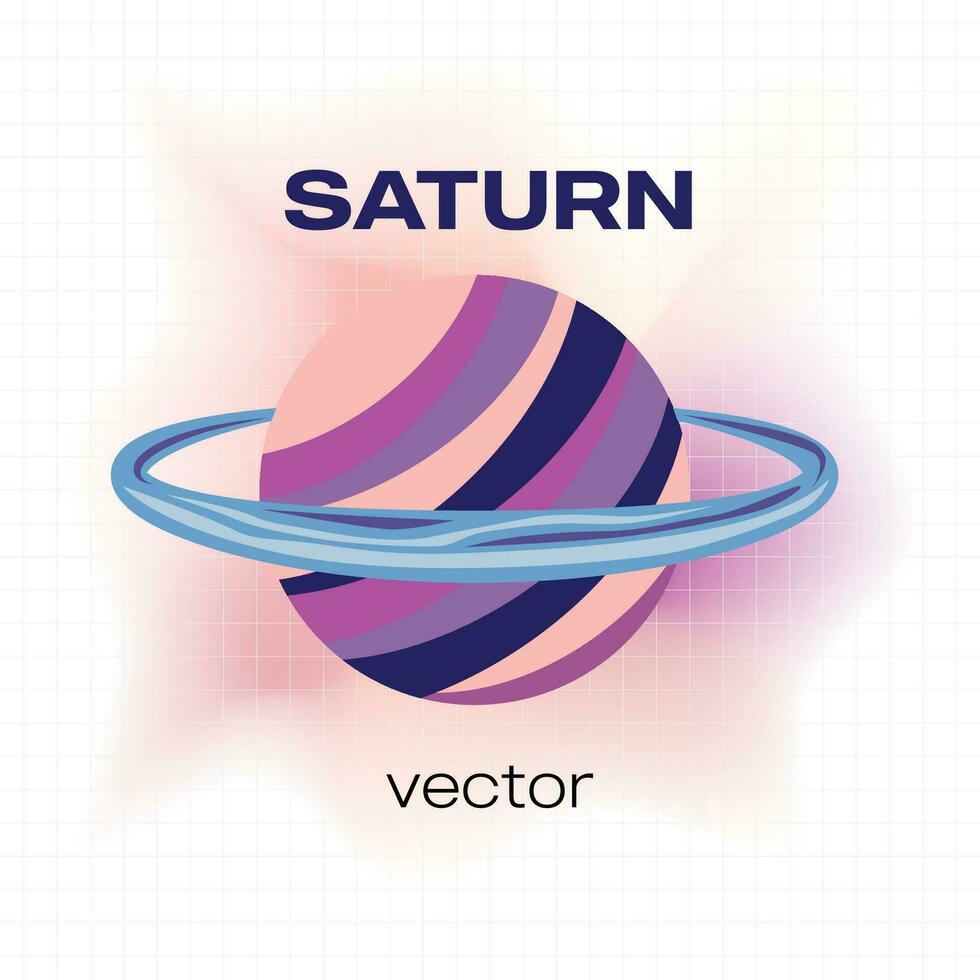 Planet Saturn vector illustration with mesh