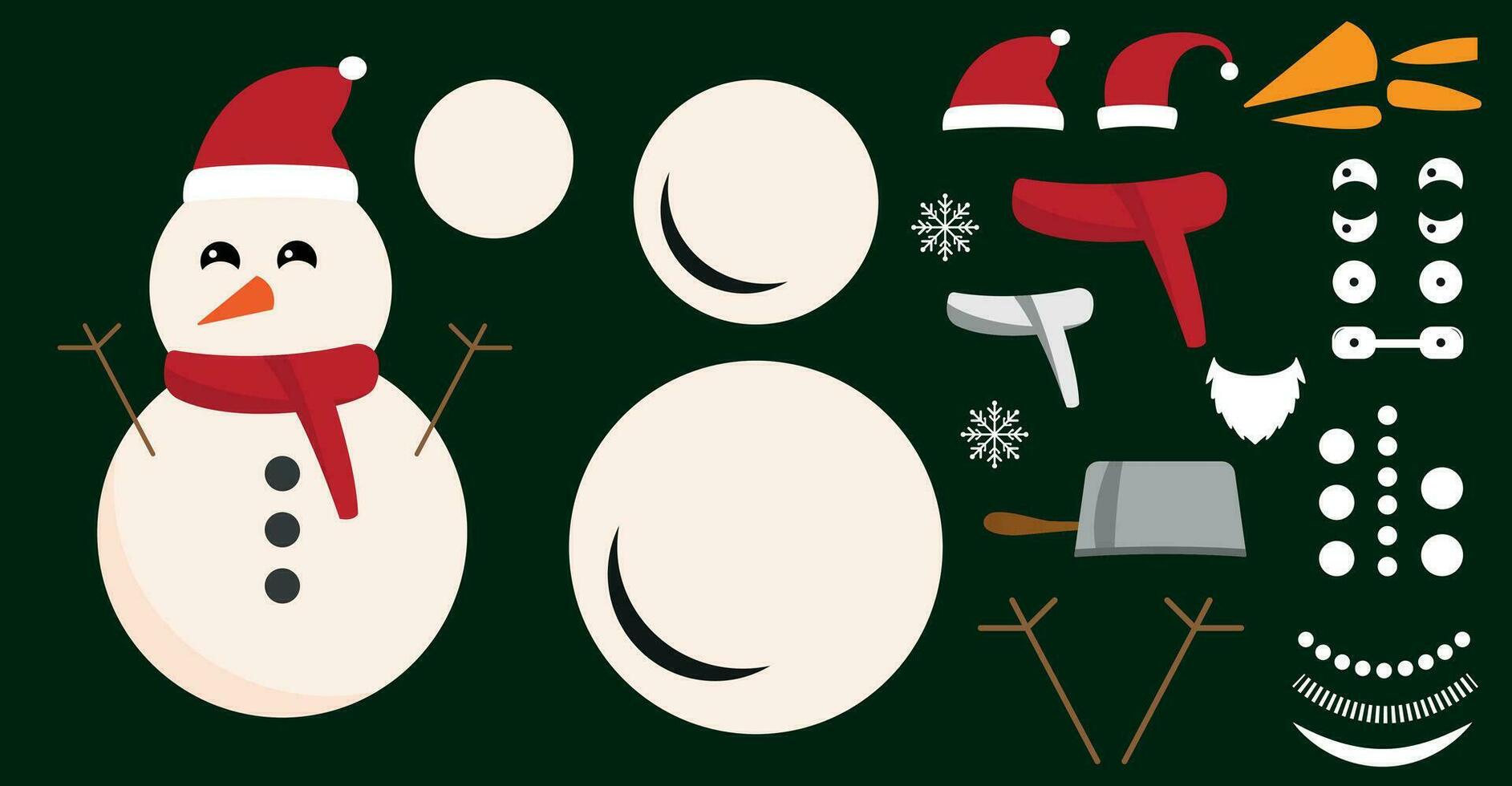 Snowman vector. Making your own snowman. Simple winter snowman creator. vector