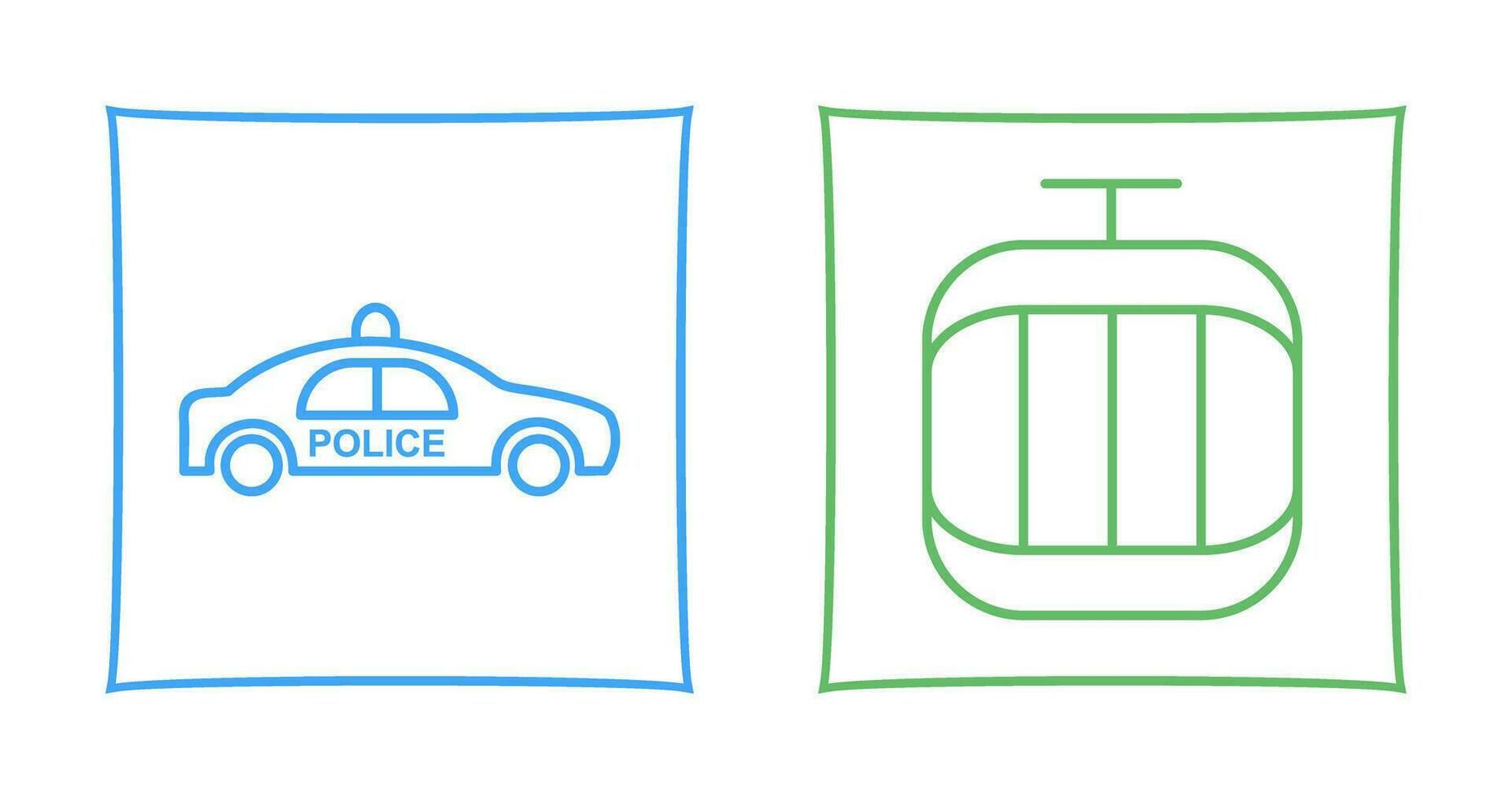 Police Car and Cable Car Icon vector