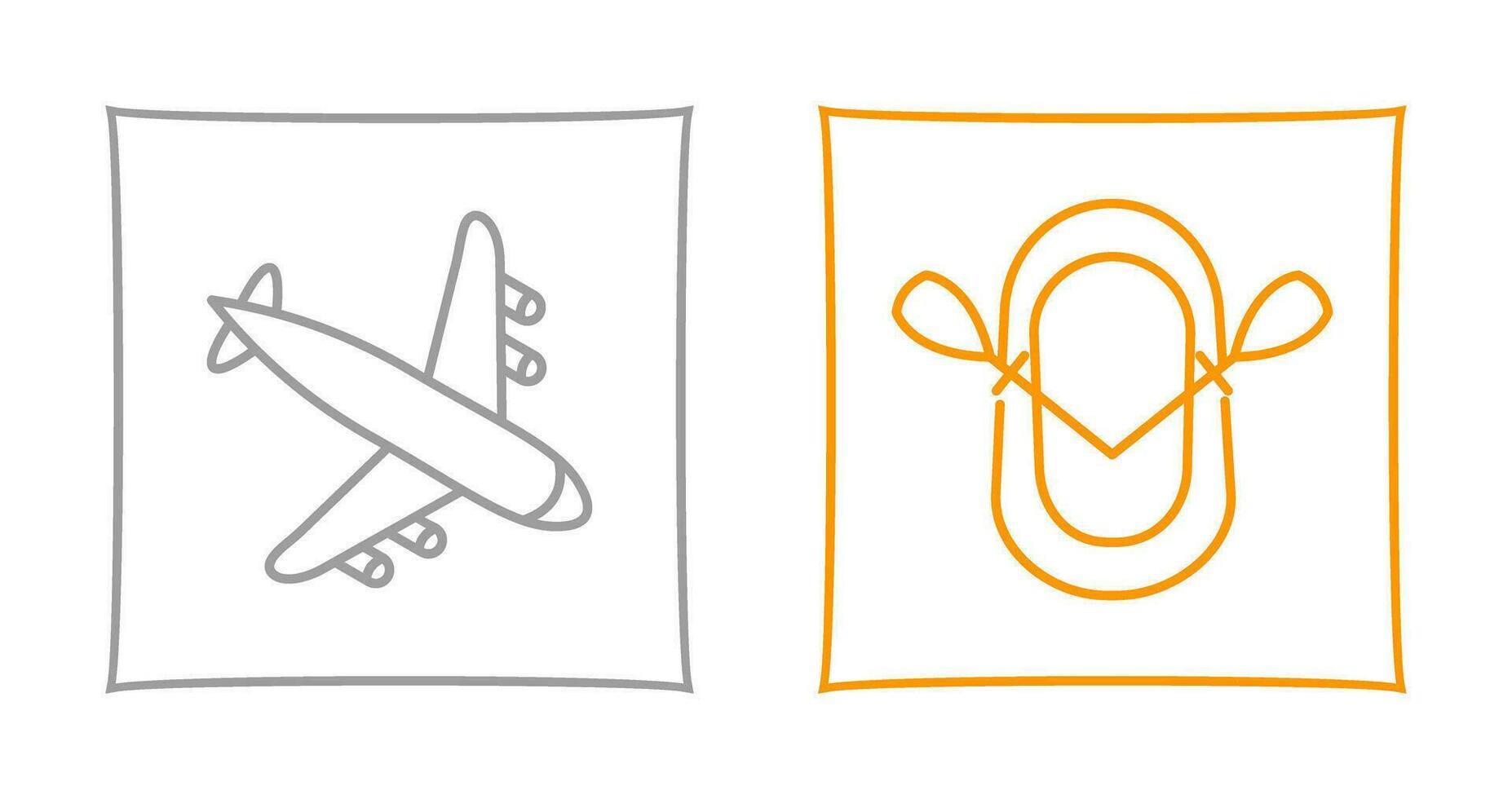 Landing Airplane and Dinghy Icon vector