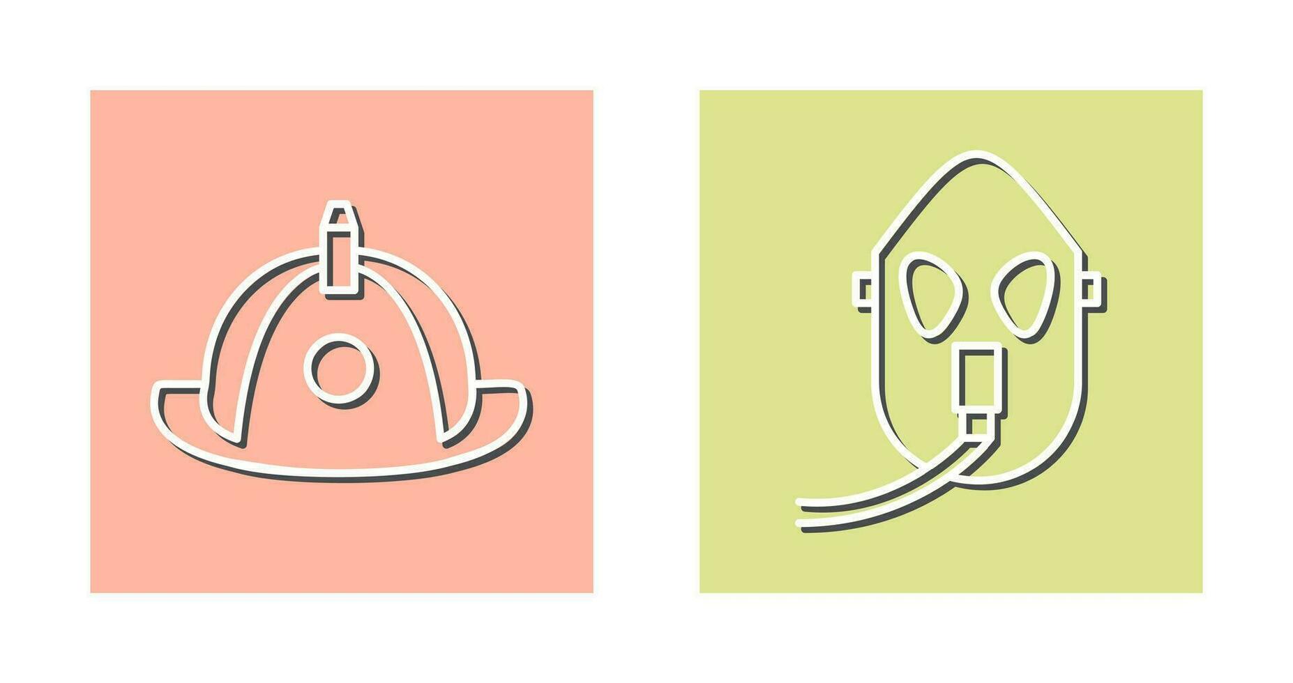 firefighter hat and Oxygen mask Icon vector