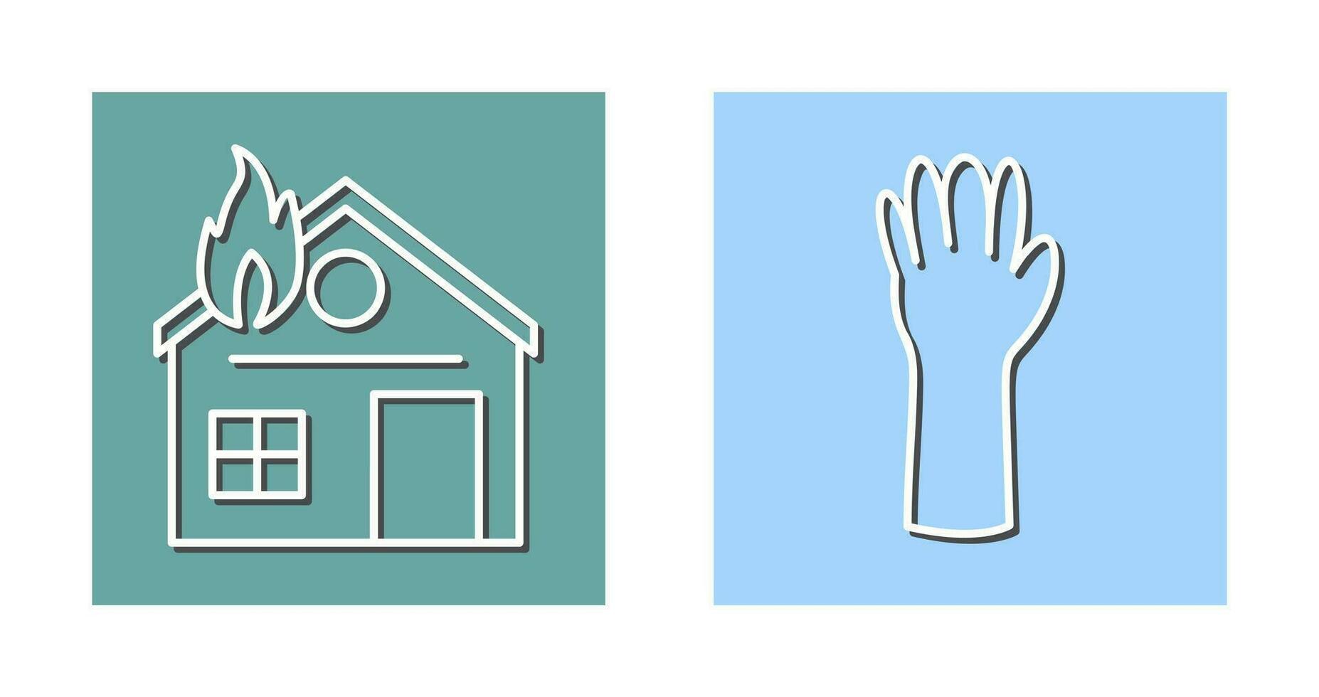 house on fire and gloves Icon vector