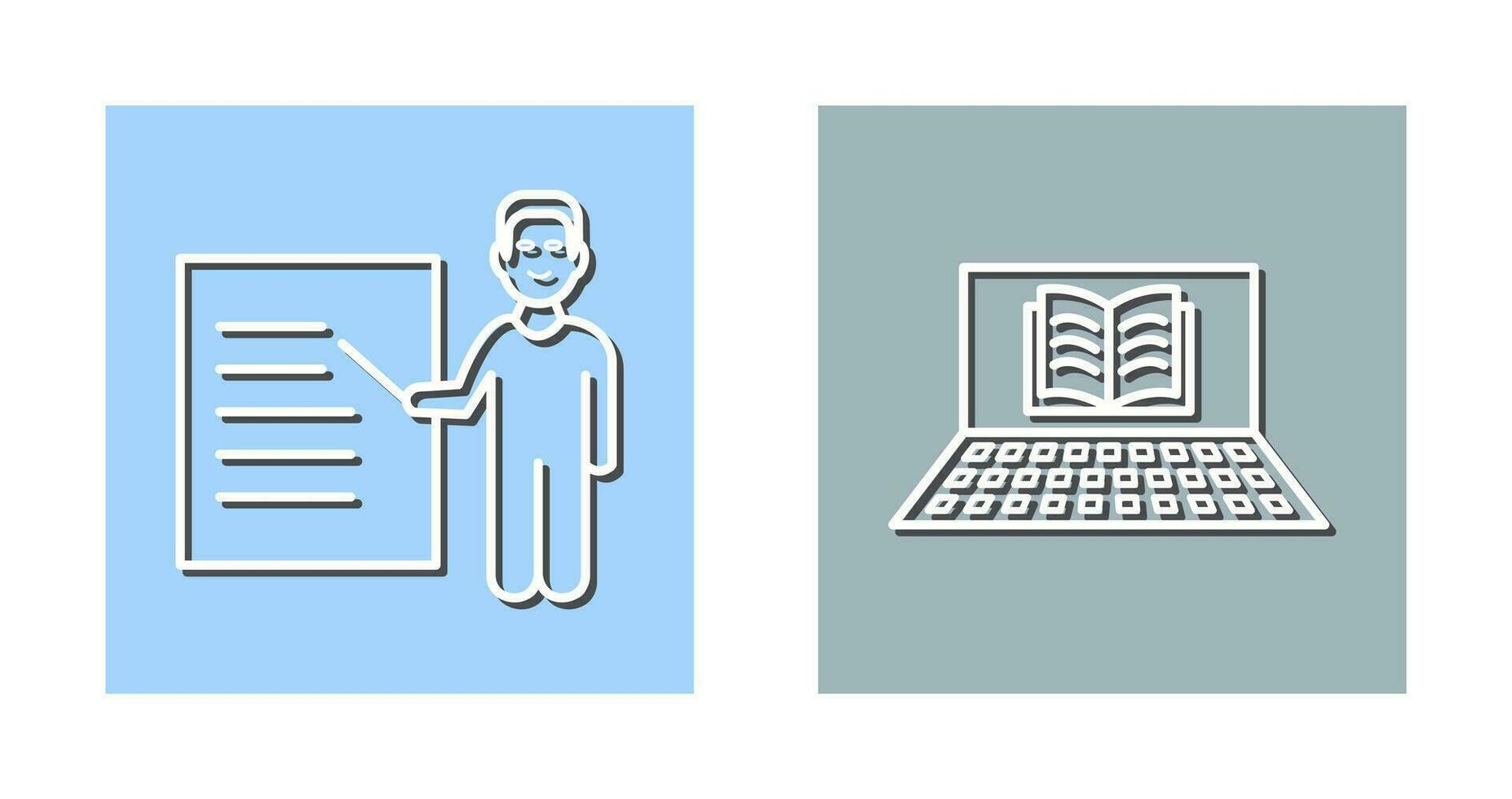 Online Books and Male Presenter Icon vector