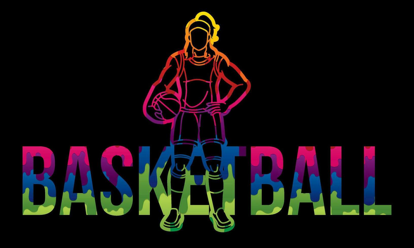 Basketball Female Player Action with Font vector
