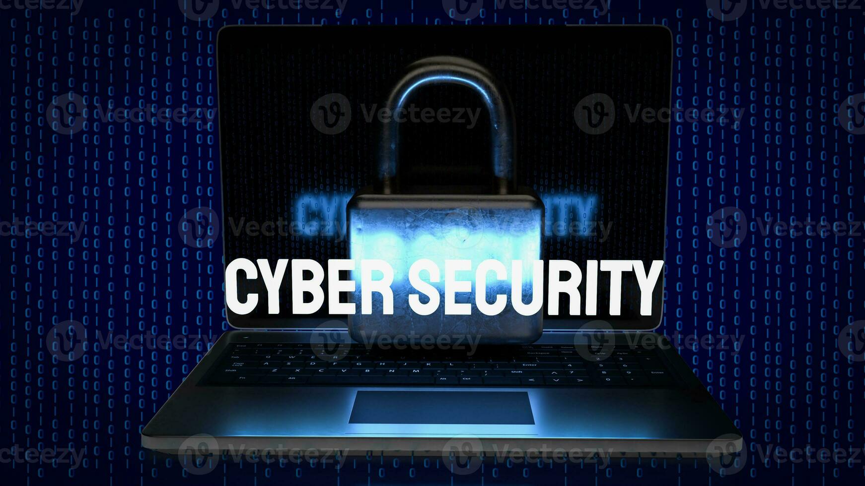 The Cybersecurity text on digital Background 3d rendering photo