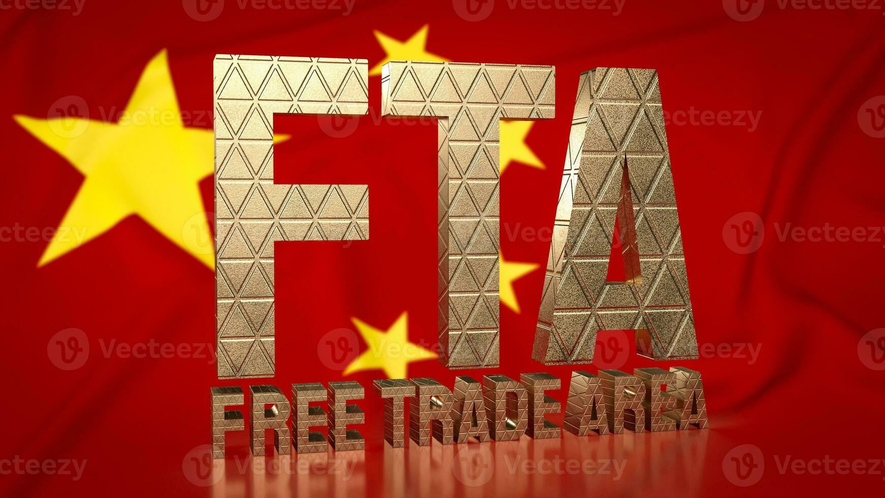 The Fta on China flag for Business concept 3d rendering photo