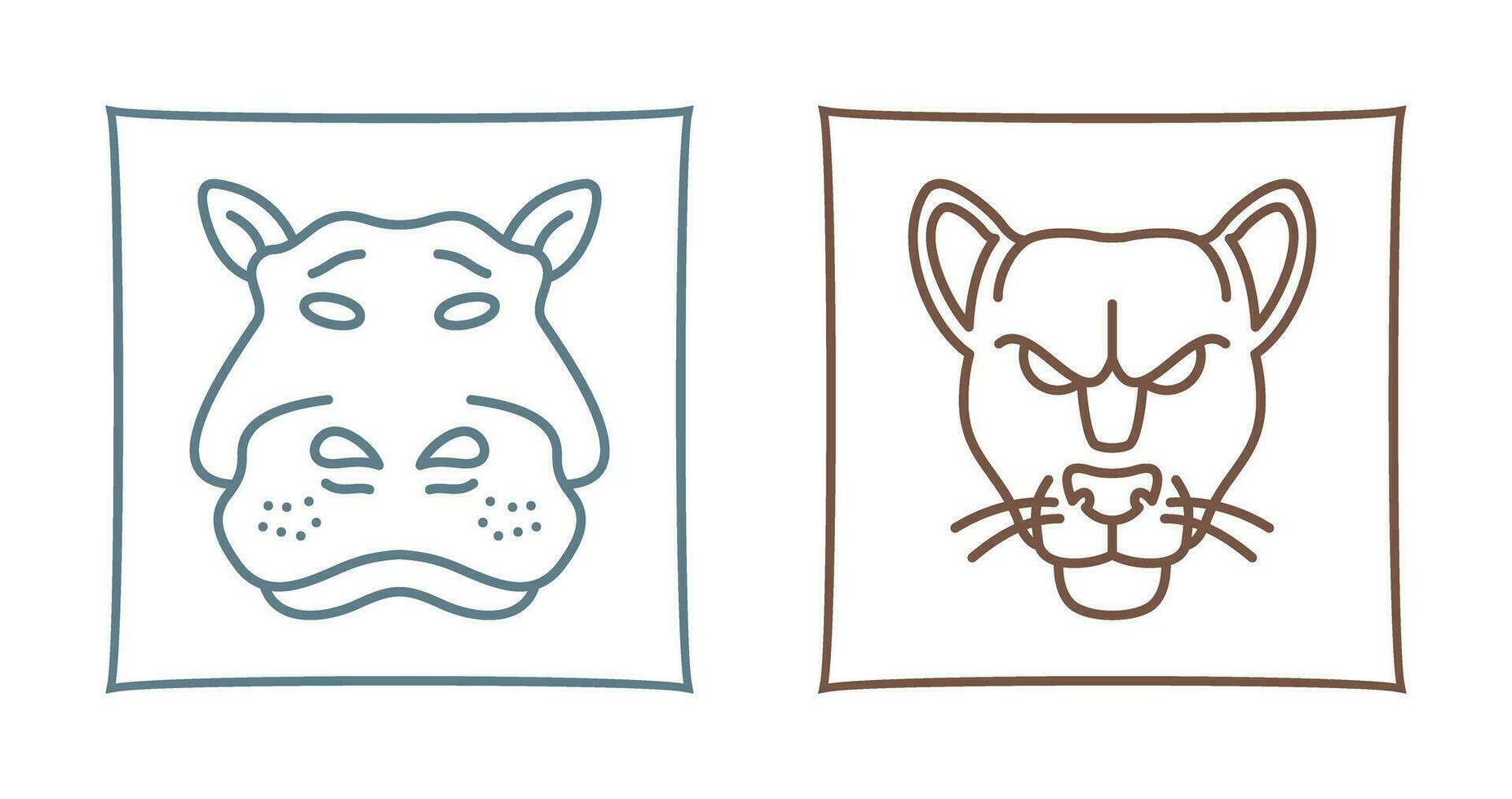 Panther an d Hippo Icon vector