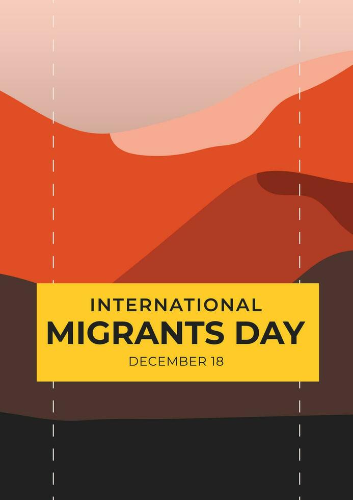 internacional migrantes día. Desierto concepto diseño modelo para bandera, fondo, póster vector