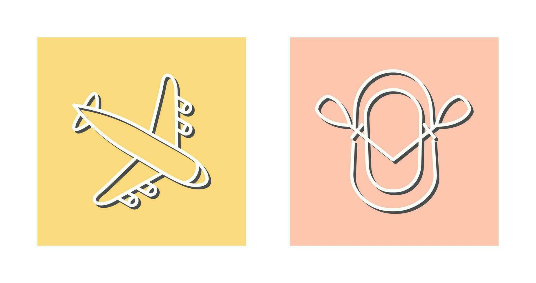 Landing Airplane and Dinghy Icon vector